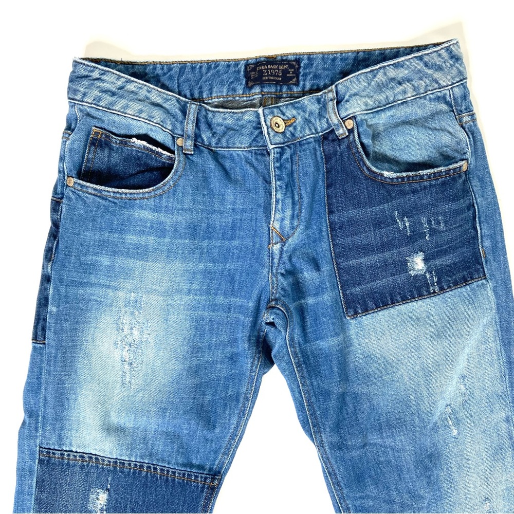 ZARA Distressed Patchwork Jean - Picture 2 of 13
